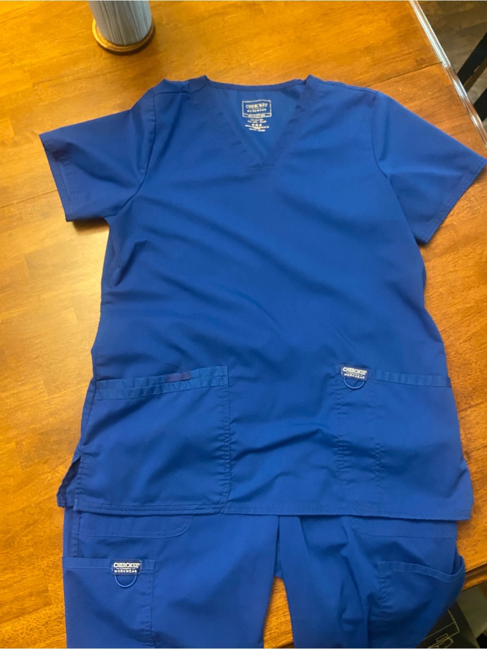 Cherokee Workwear Scrub Top in Navy Blue